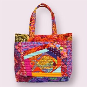 Handmade Colorful Quilted Women's Handbag Fish Tote Bag w/ Zippers & Straps New